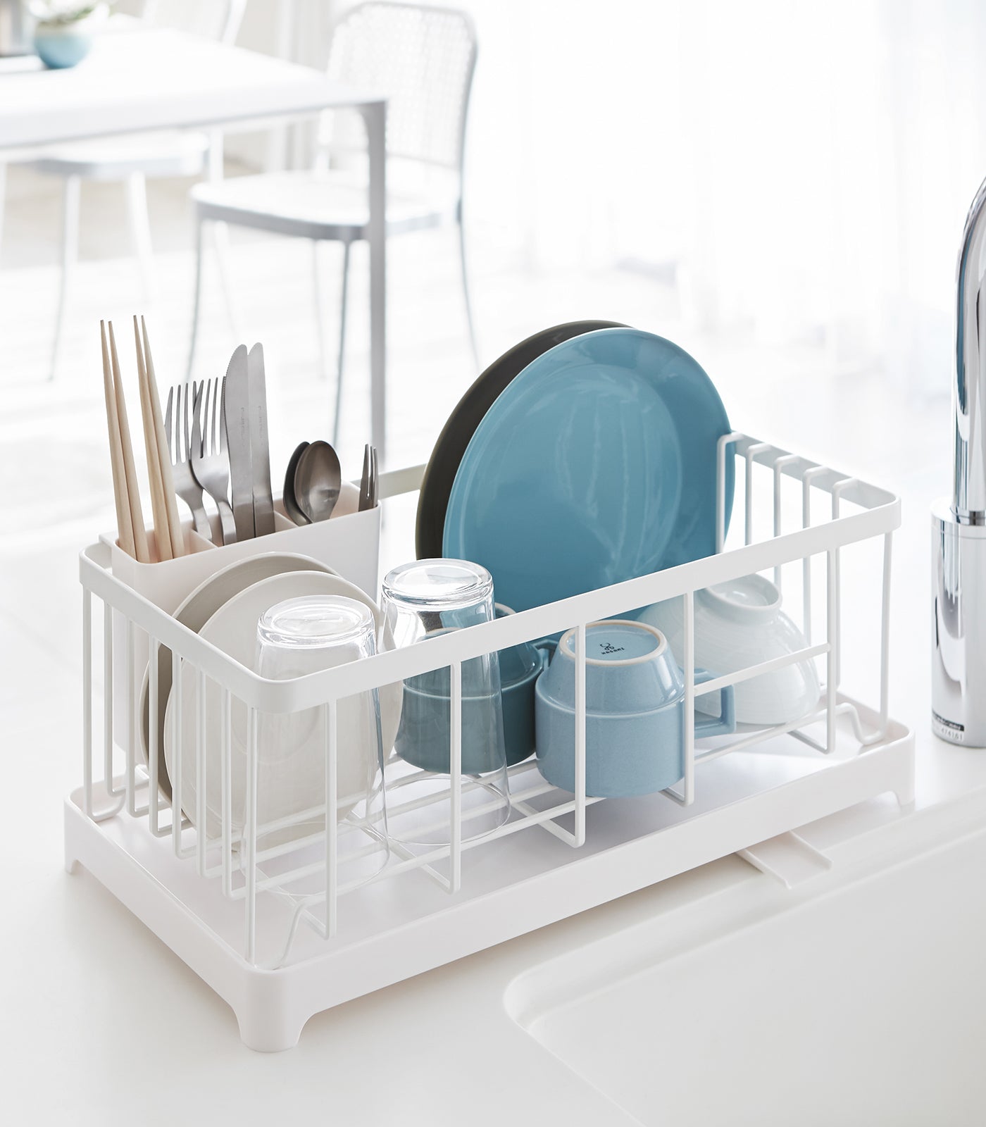 Compact Self-Draining Steel Dish Drying Rack