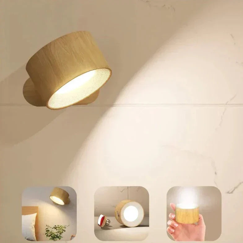 Wireless Dimmable Rechargeable Wall Light with 360° Rotation