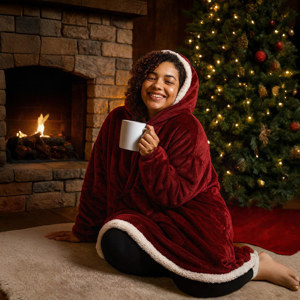Oversized Wearable Blanket Hoodie with Front Pocket