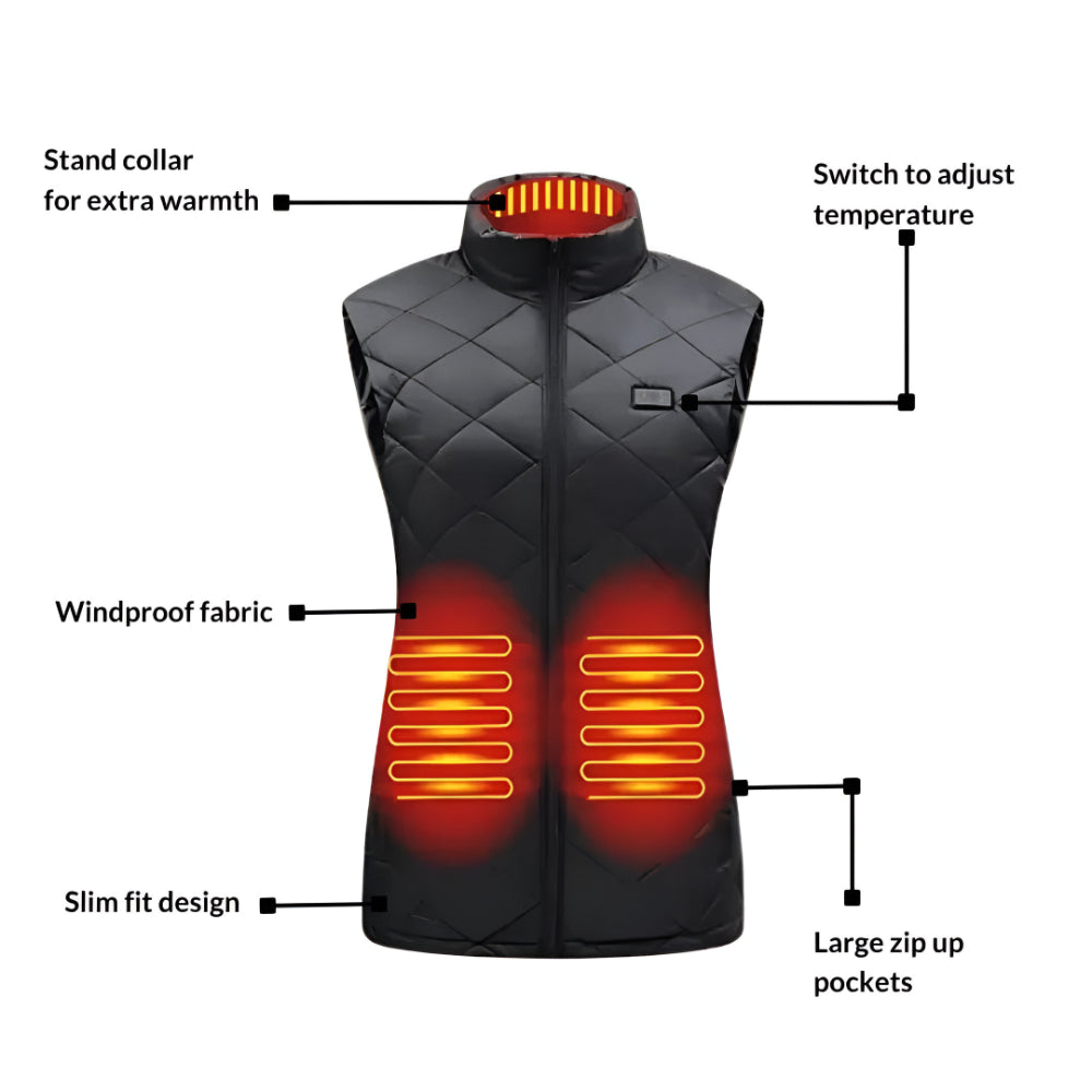 Women's Slim Fit Heated Vest with 9 Heating Zones
