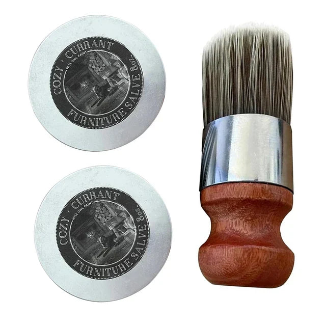 Natural Beeswax Balm for Wooden Furniture with Application Brush