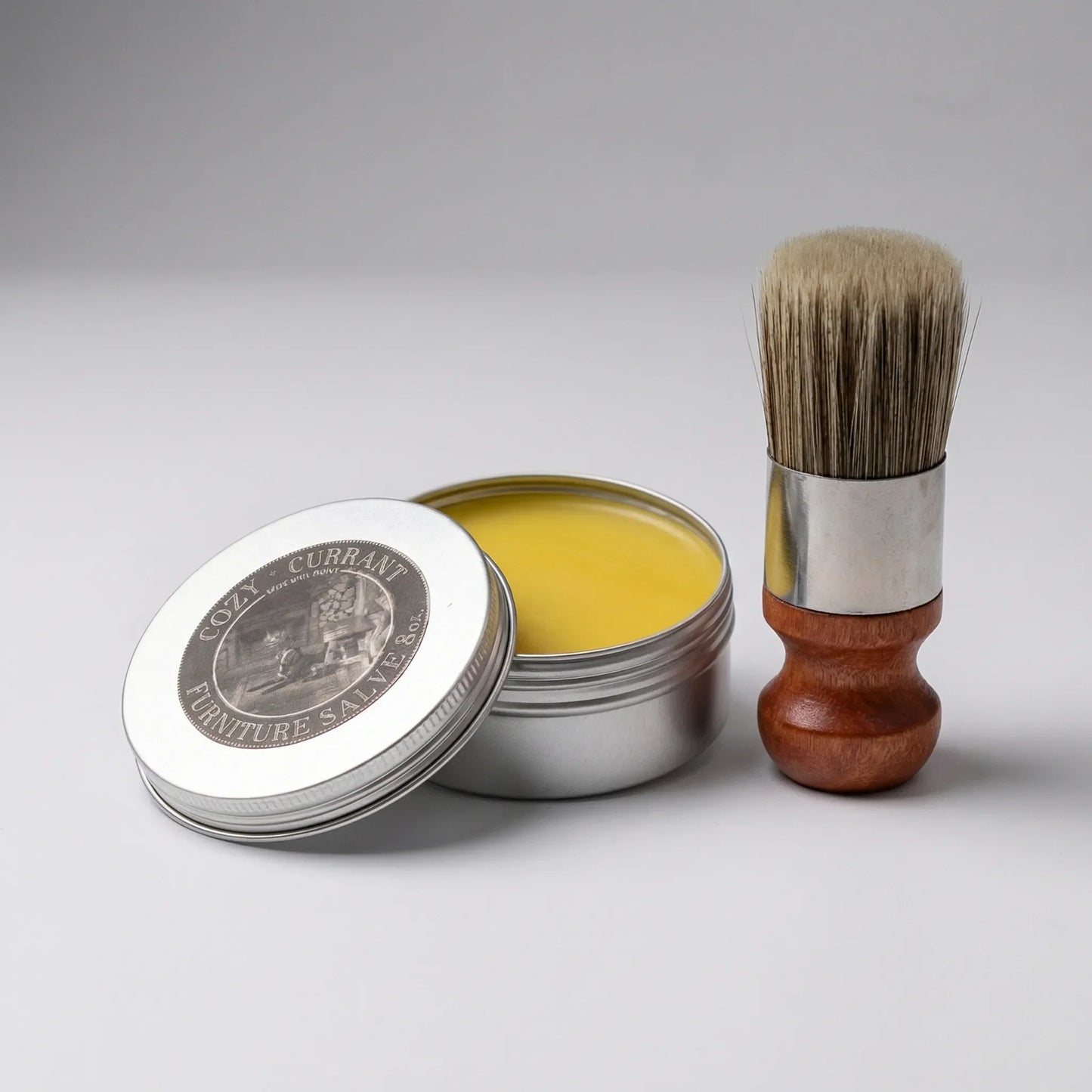 Natural Beeswax Balm for Wooden Furniture with Application Brush