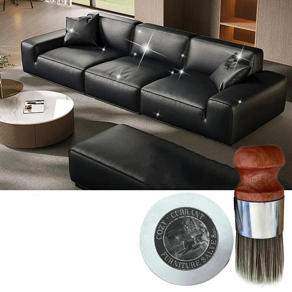 Natural Beeswax Balm for Wooden Furniture with Application Brush