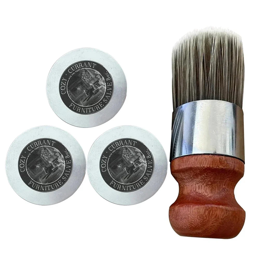 Natural Beeswax Balm for Wooden Furniture with Application Brush