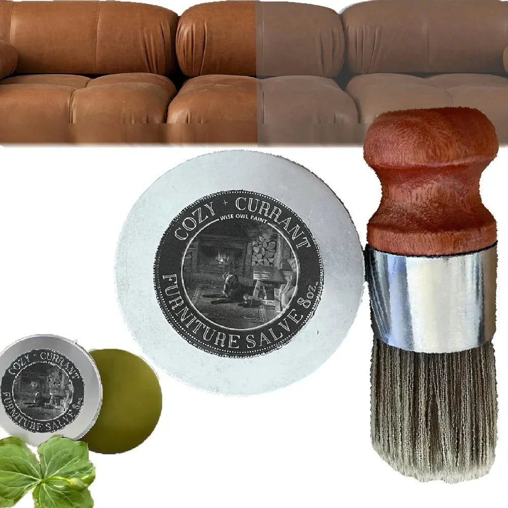 Natural Beeswax Balm for Wooden Furniture with Application Brush