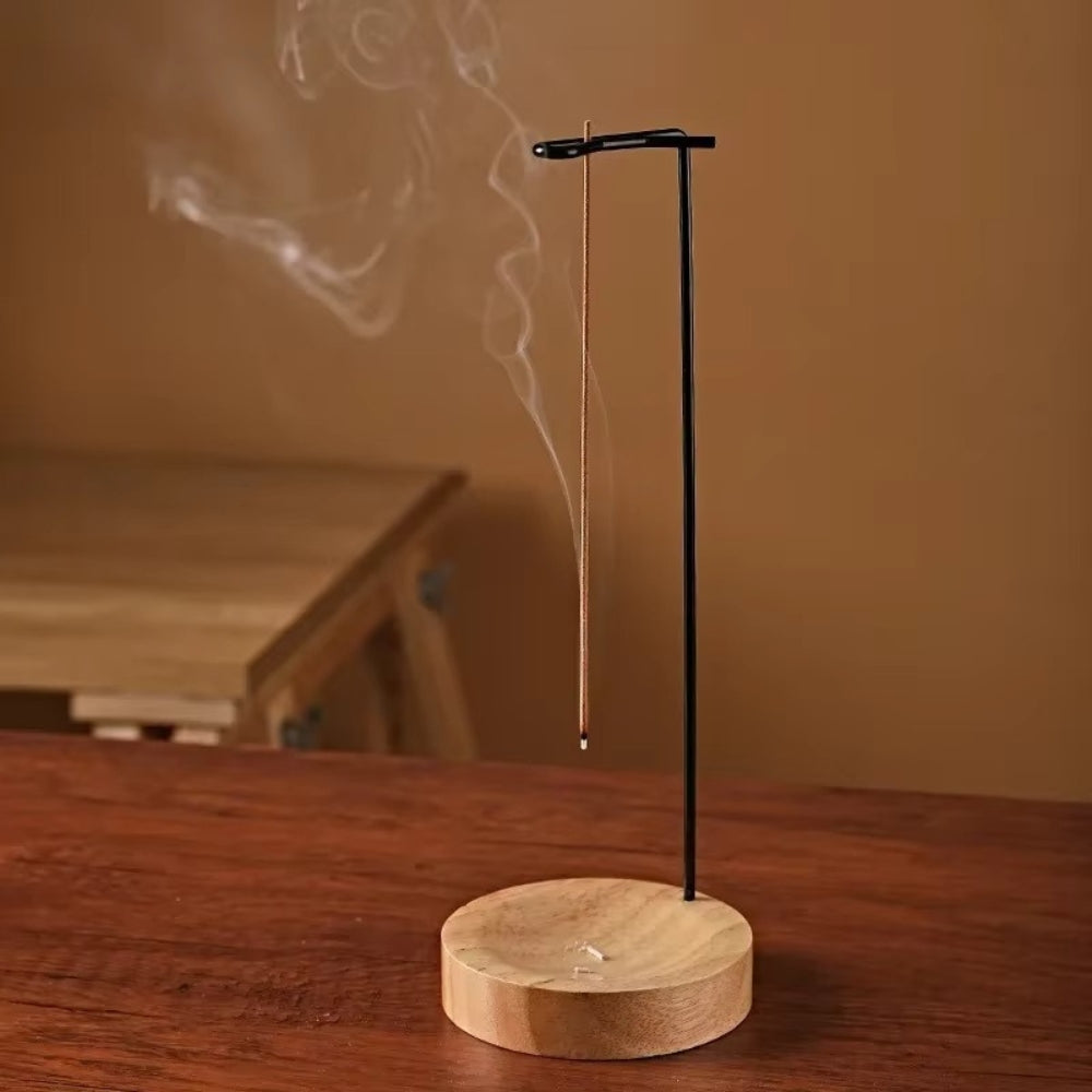 Wooden Incense Burner with Metal Stand for Meditation and Yoga