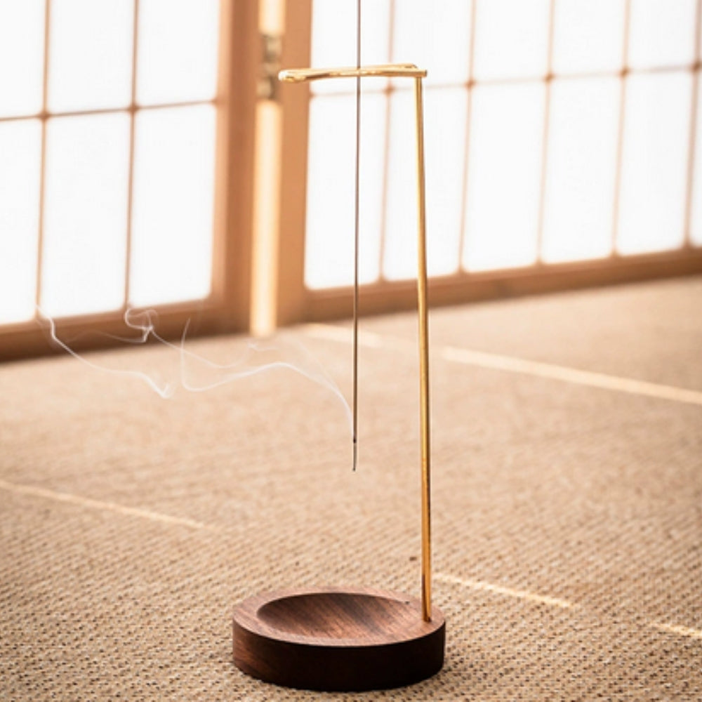 Wooden Incense Burner with Metal Stand for Meditation and Yoga