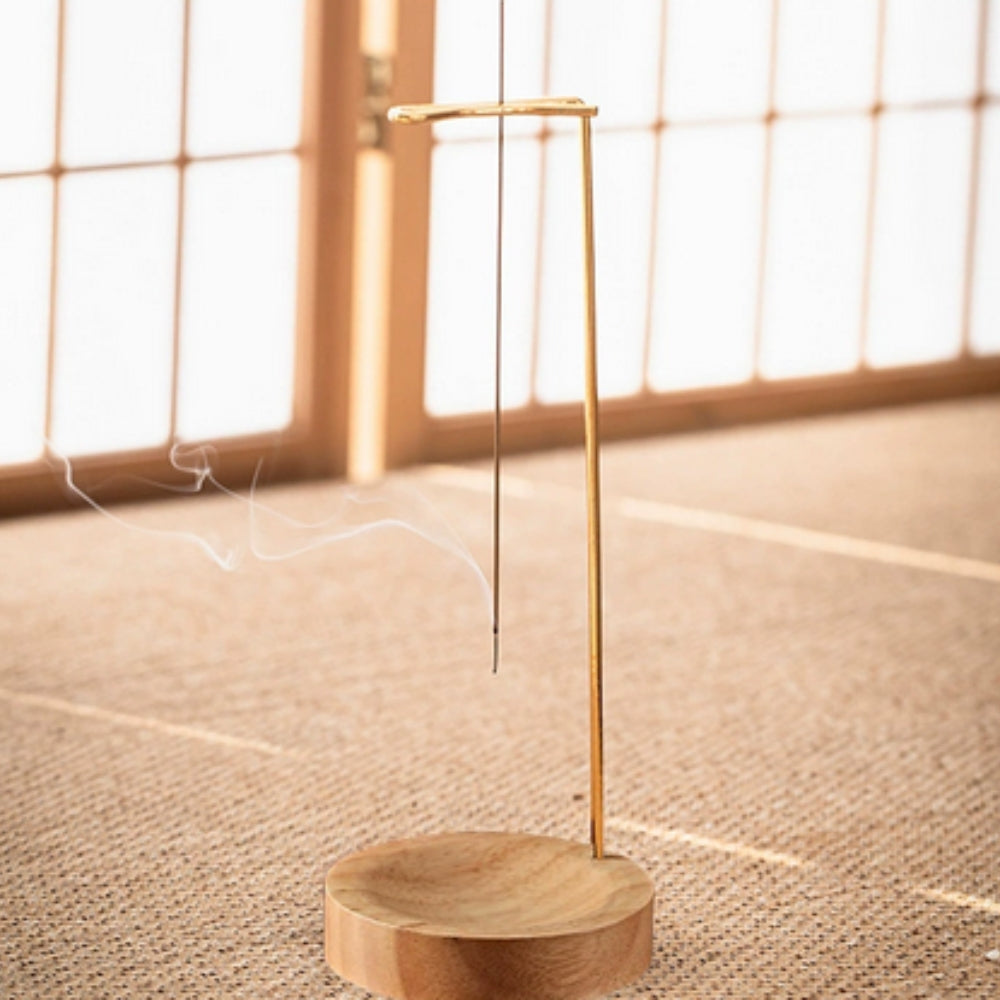 Wooden Incense Burner with Metal Stand for Meditation and Yoga