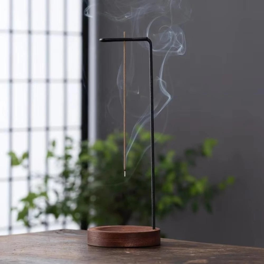 Wooden Incense Burner with Metal Stand for Meditation and Yoga