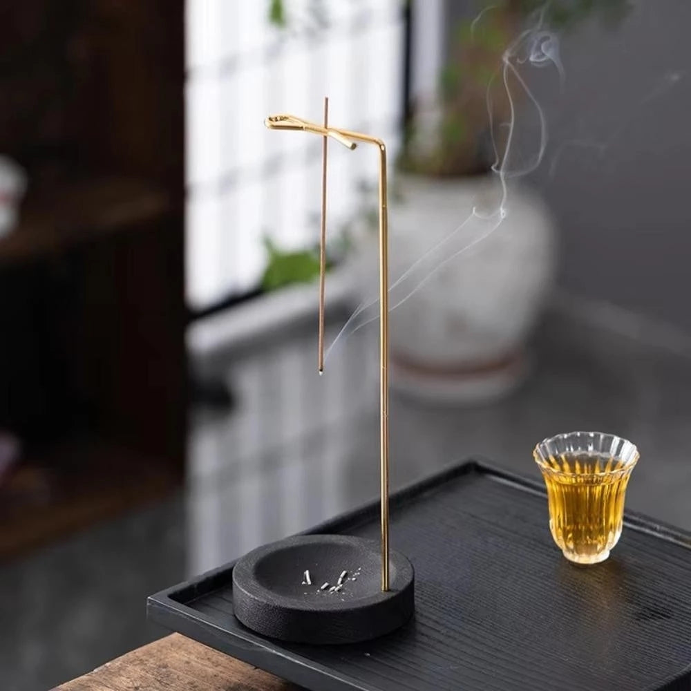 Wooden Incense Burner with Metal Stand for Meditation and Yoga