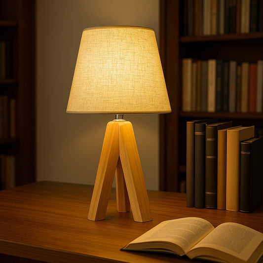 Wooden Tripod USB Table Lamp with Adjustable Light Colors