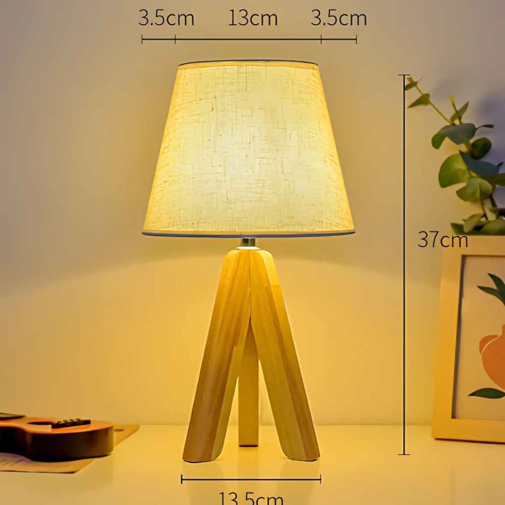 Wooden Tripod USB Table Lamp with Adjustable Light Colors