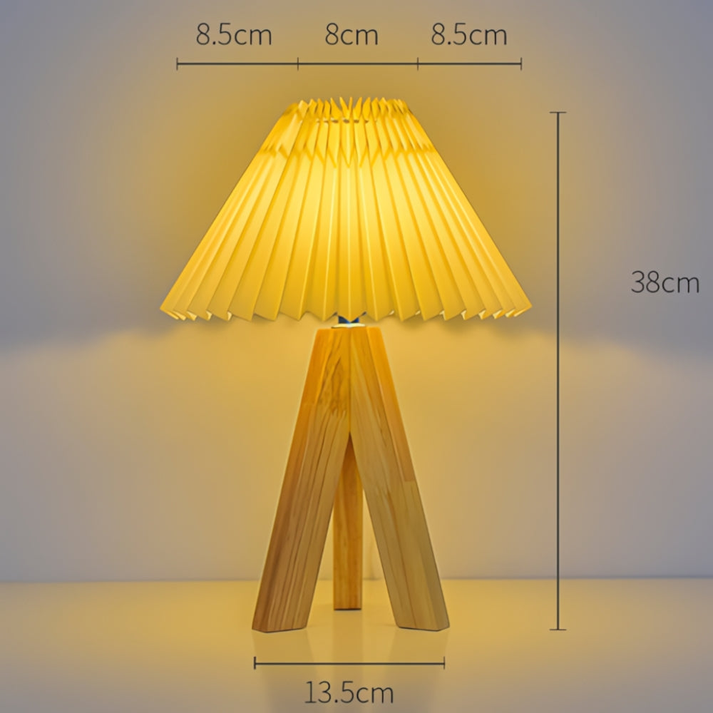 Wooden Tripod USB Table Lamp with Adjustable Light Colors
