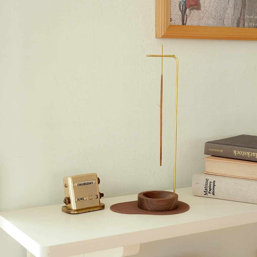 Wooden Incense Burner with Metal Stand for Meditation and Yoga