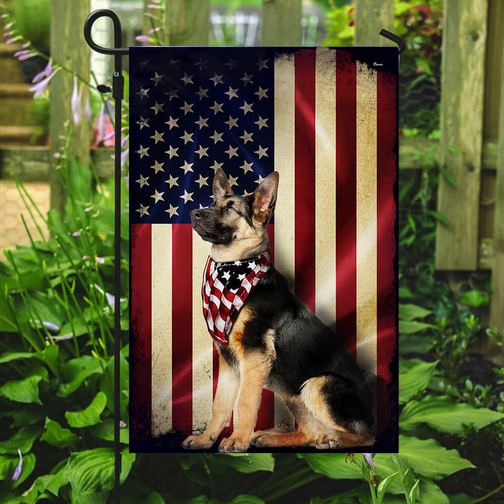 German Shepherd American Flag Double-Sided Weather-Resistant Banner
