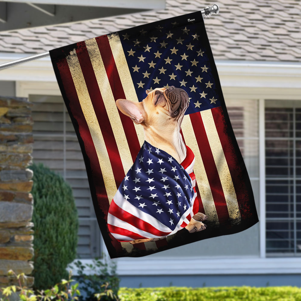 French Bulldog American Flag Banner - Patriotic Canvas Flag for Indoor/Outdoor Use