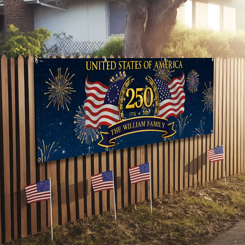 Personalized 250th Anniversary Patriotic Fence Banner