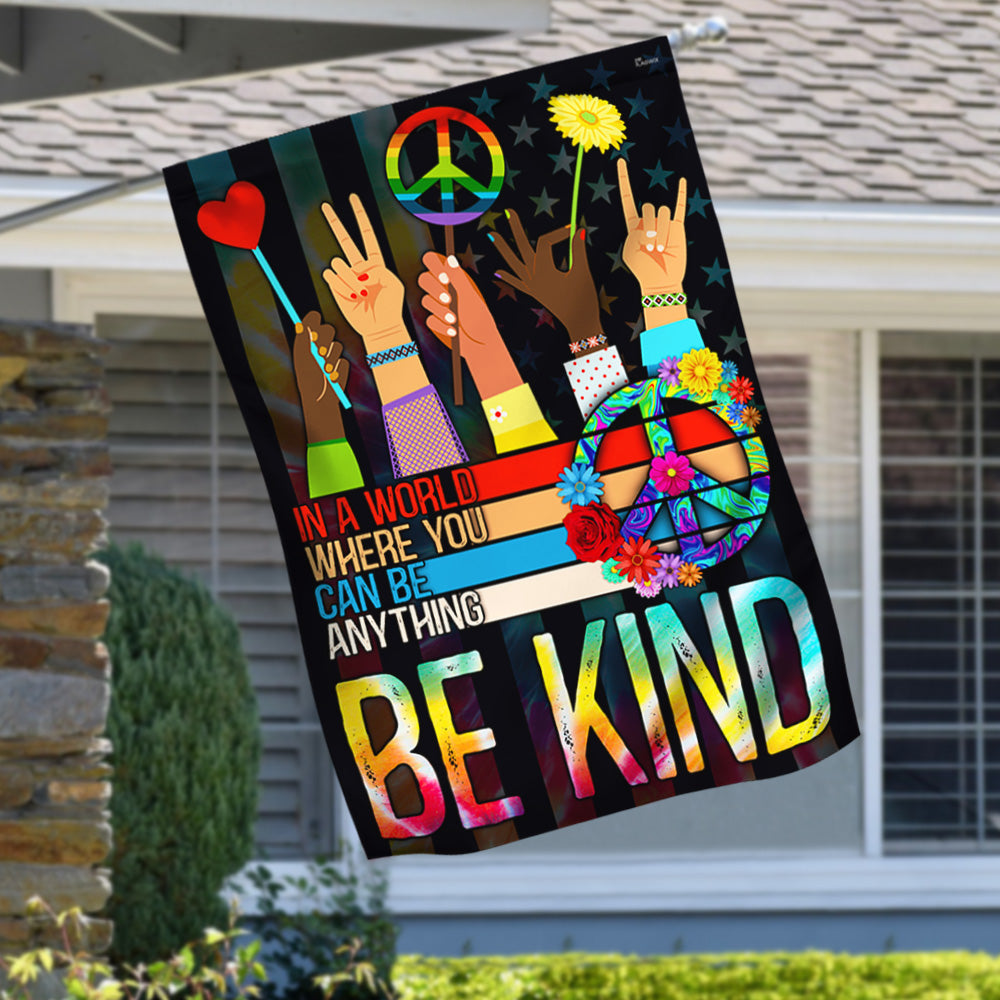 Be Kind Hippie Flag - Custom Double-Sided Canvas Decor