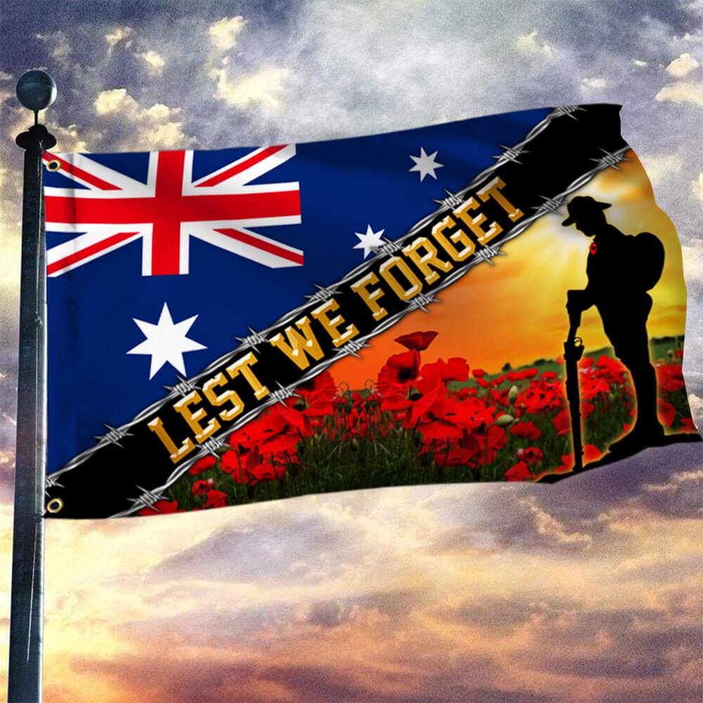 Australia Day Remembrance Flag with Poppy, Double-Sided Canvas Grommet Flag