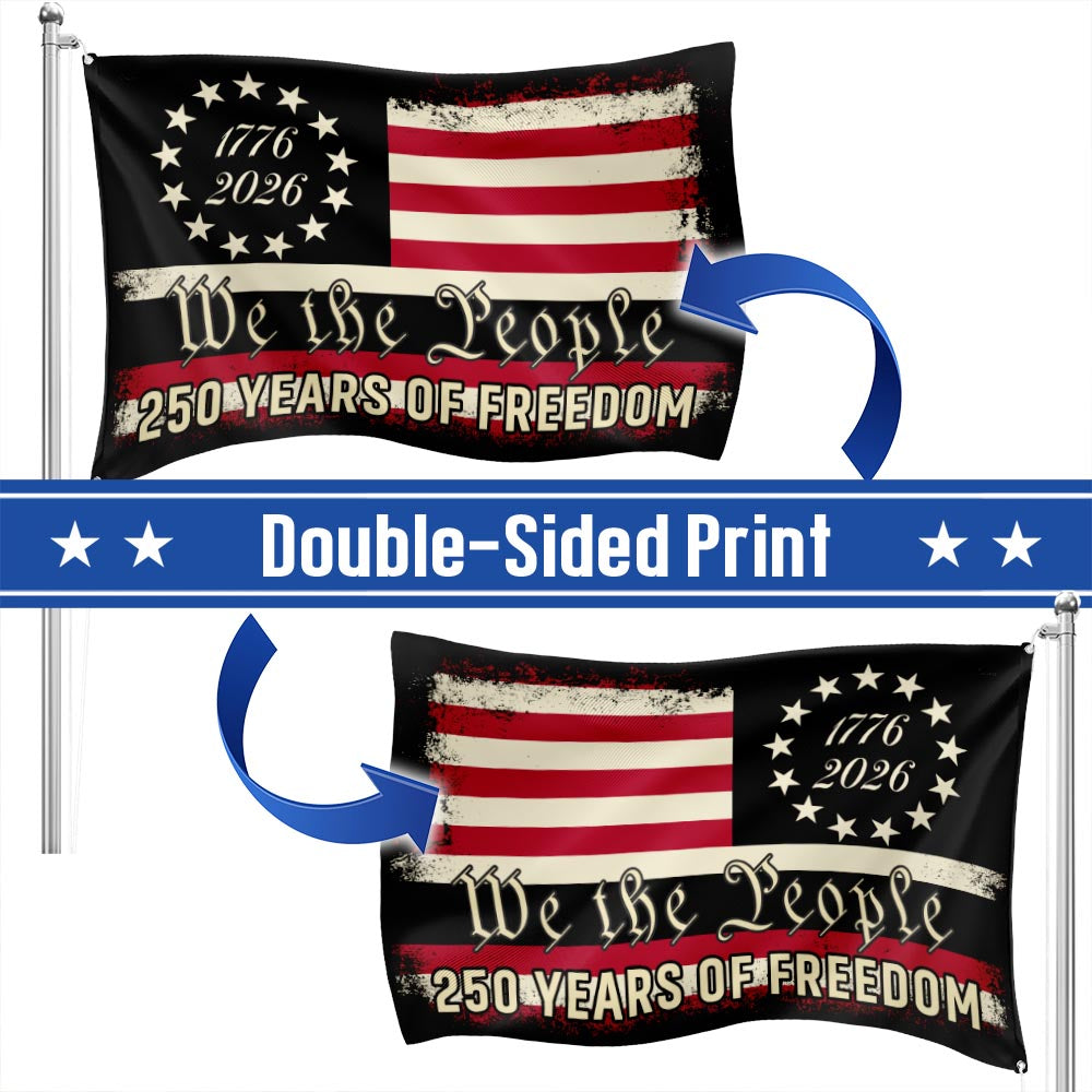 We the People 250 Grommet Flag - Double-Sided Canvas, Patriotic Design