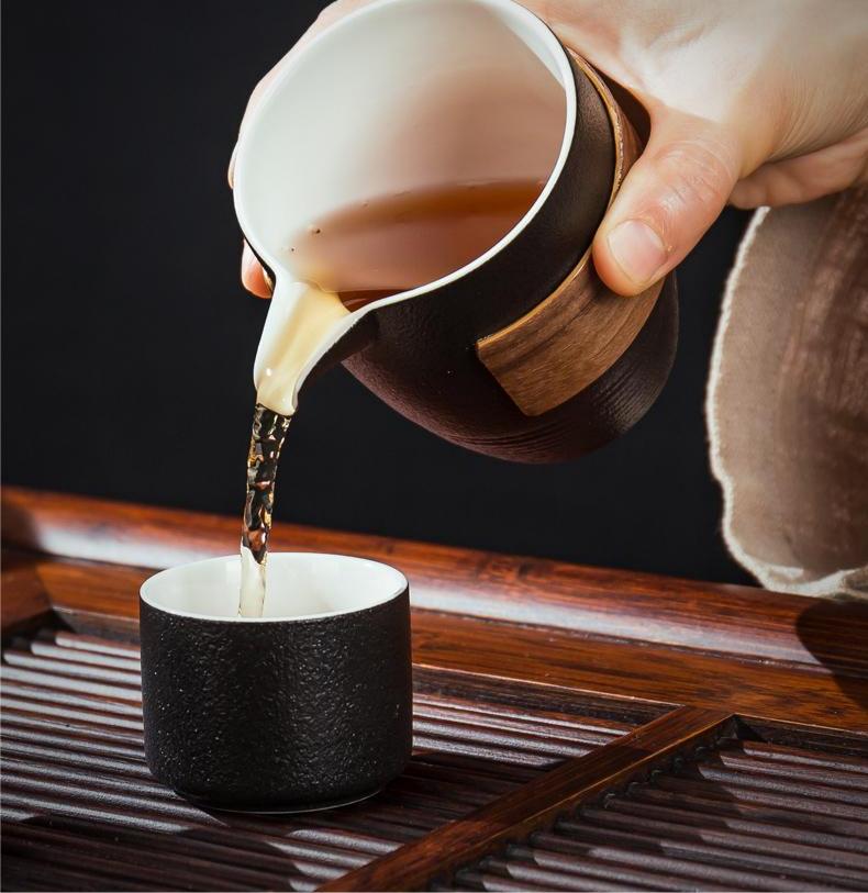 Japanese Minoyaki Kung Fu Tea Set with Teapot, Gaiwan, and Cups