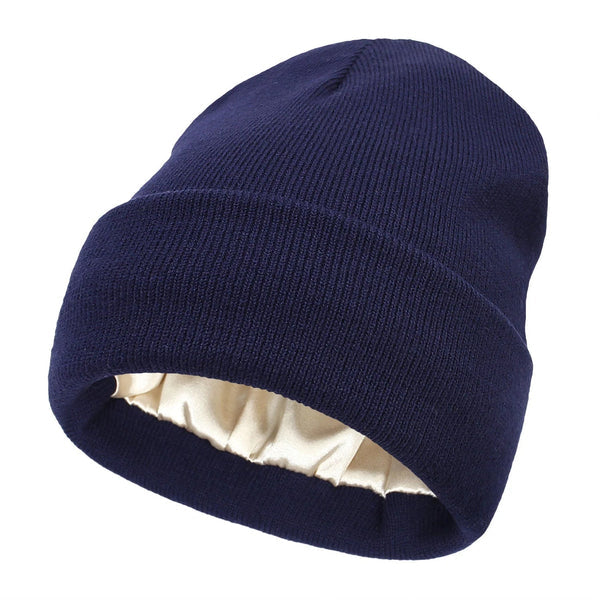 Silk Lined Wool Winter Beanie for Warmth and Hair Protection