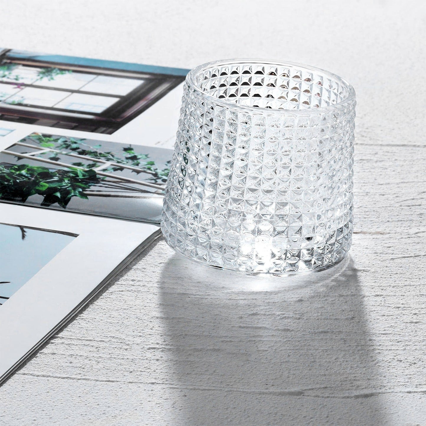 Rotatable Clear Glass Whiskey Tumbler Set