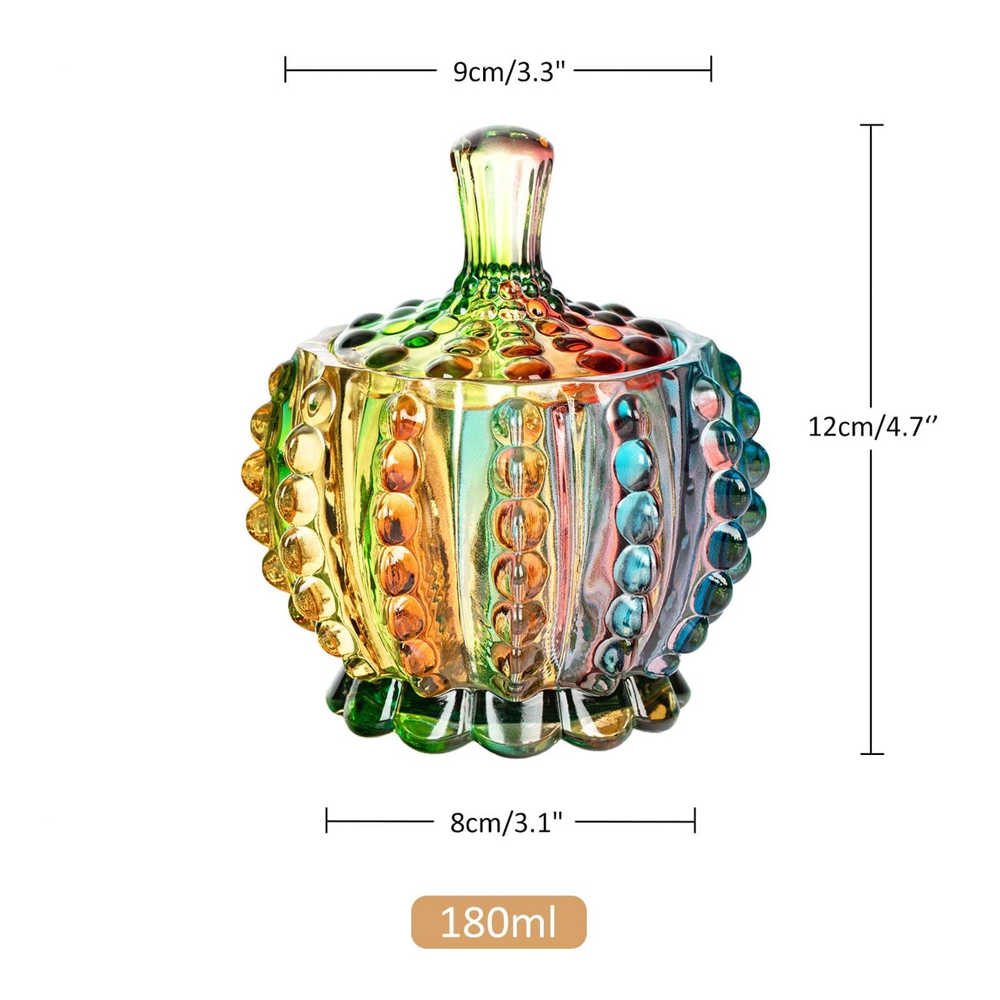 Iridescent Crystal Glass Candy Jar with Lid