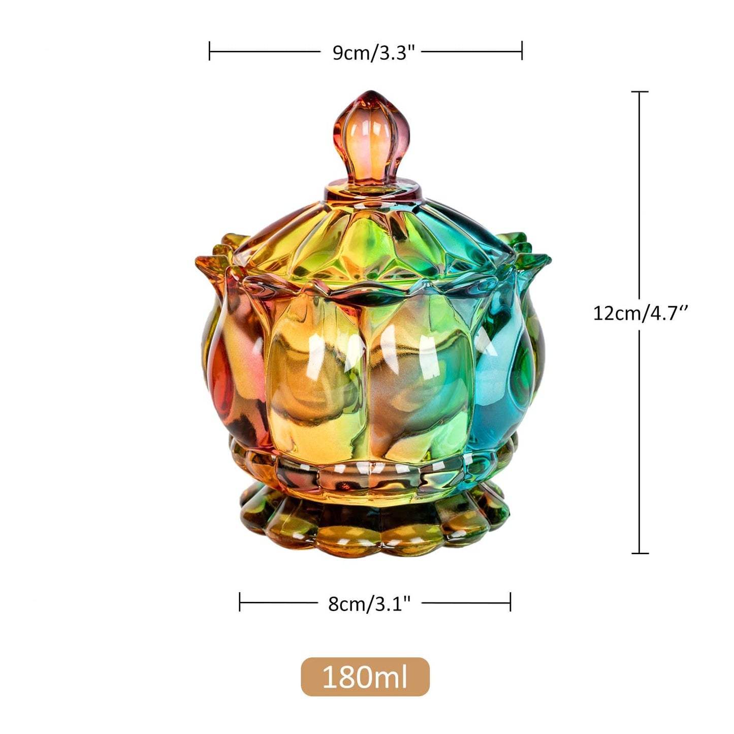 Iridescent Crystal Glass Candy Jar with Lid