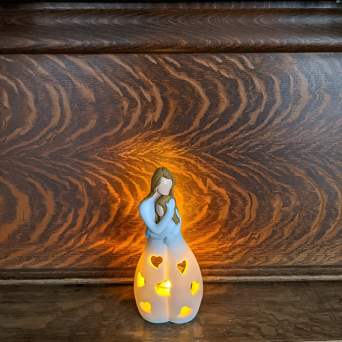 Mother Daughter Candle Holder - Embrace Glow Decorative Accent