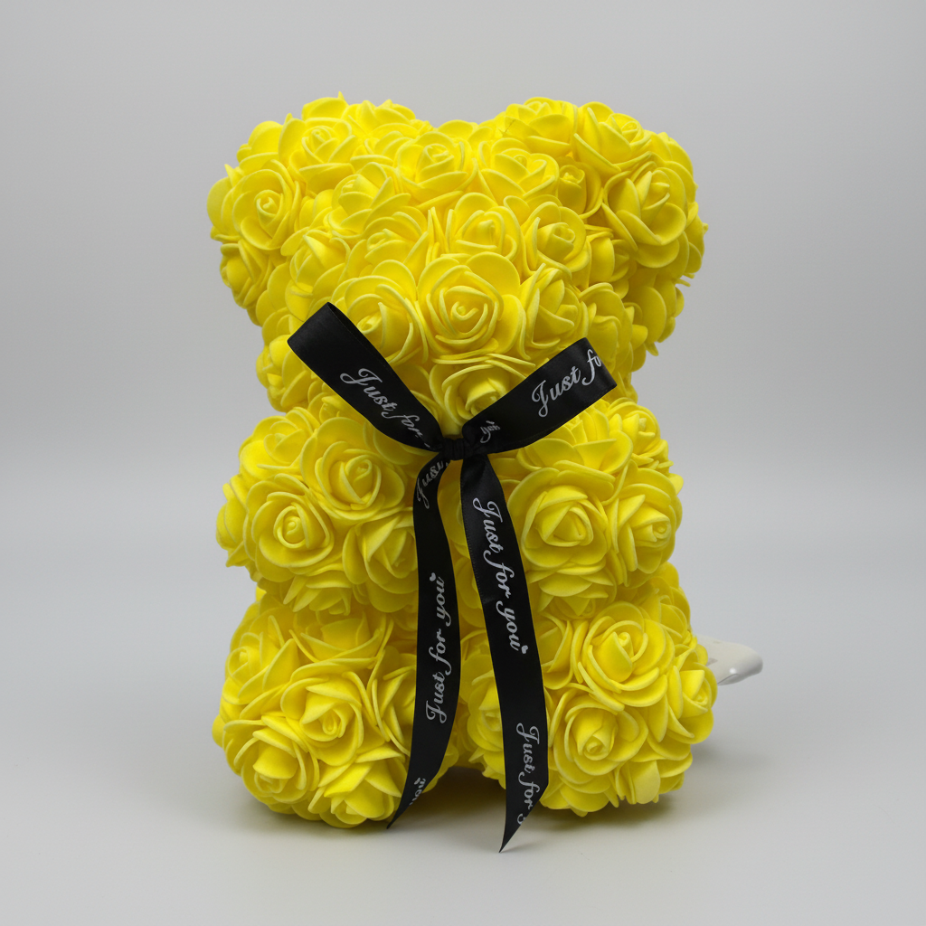 Rose Bear Plush Figure Made of Foam Roses - Romantic Gift for Her