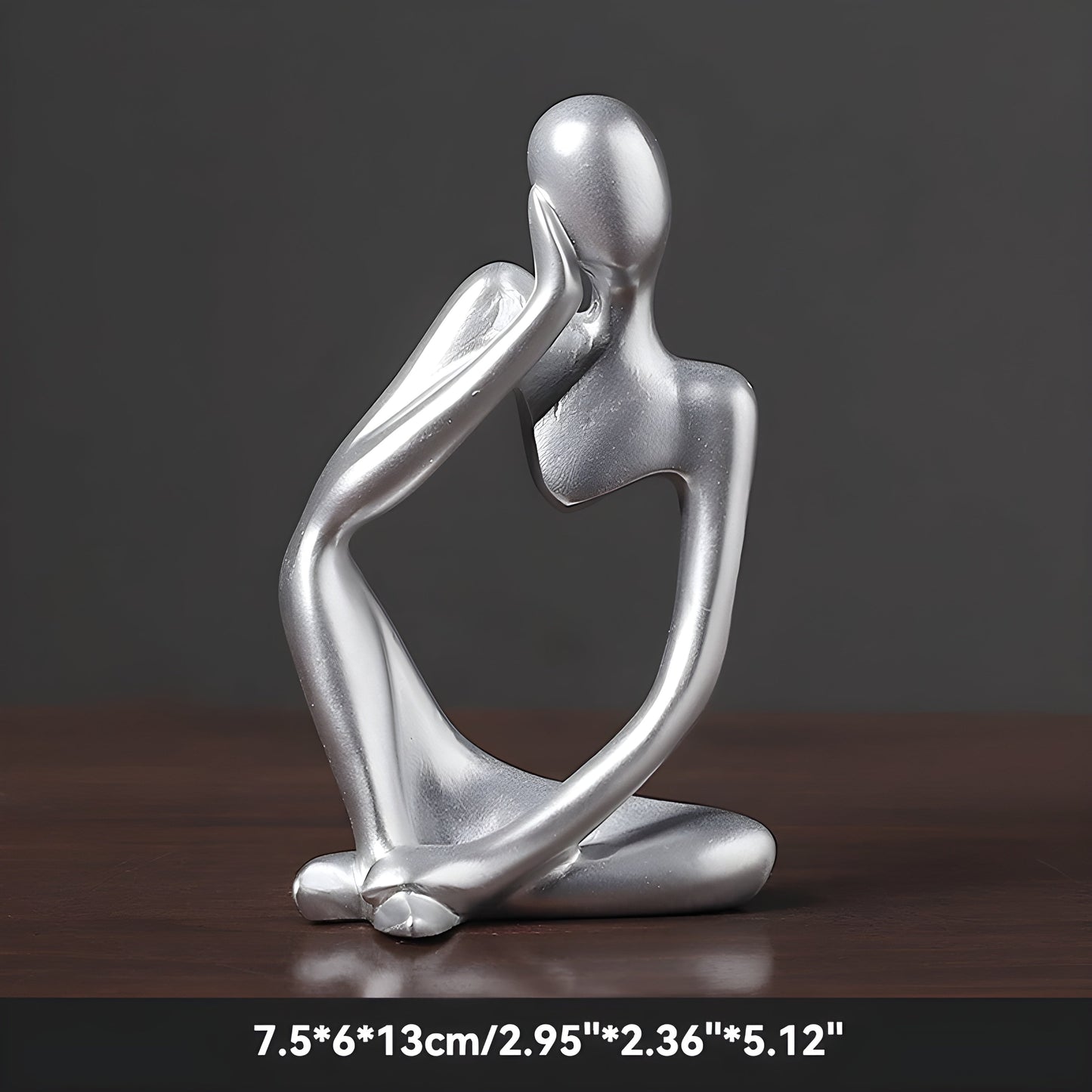 Abstract Yoga Thinker Sculpture in Sand-Hued Scandinavian Design