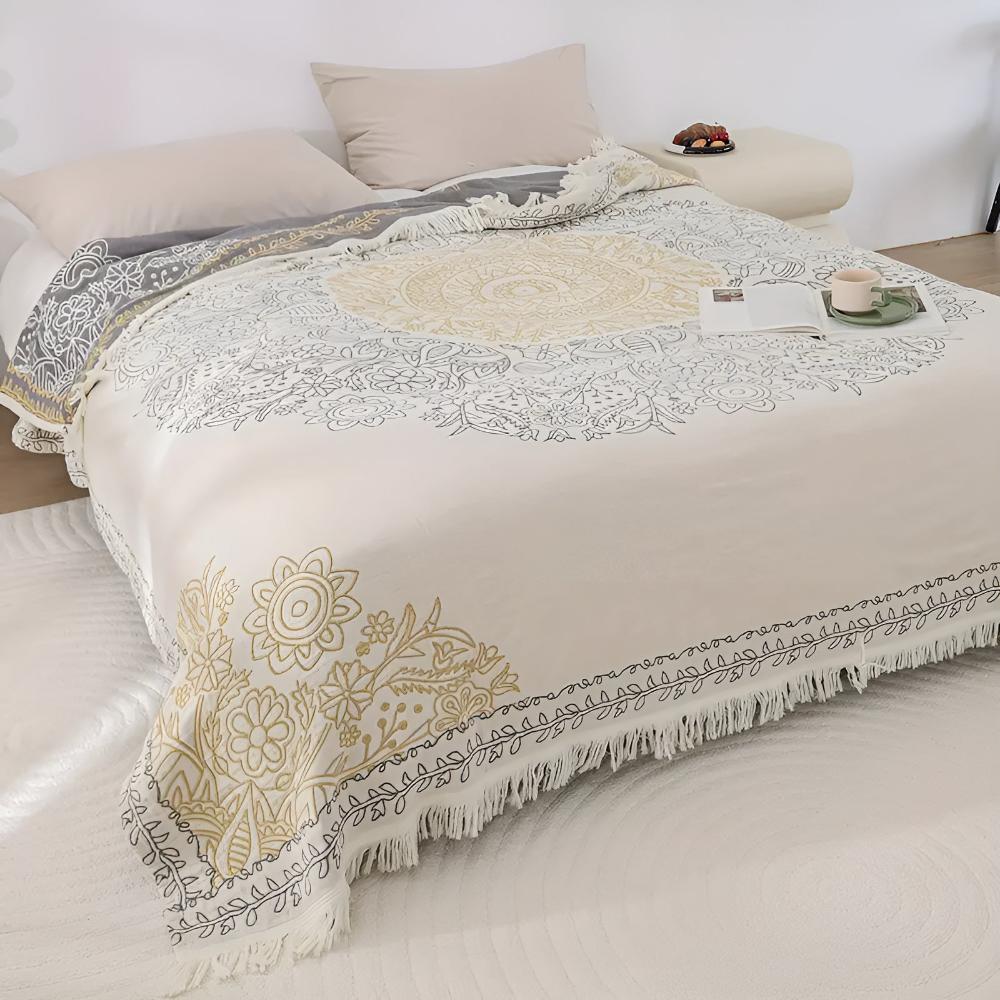 Reversible Jacquard Cotton Throw Blanket