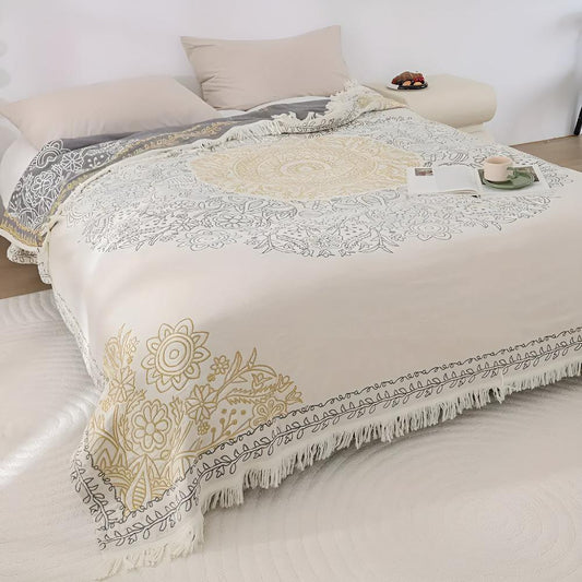 Reversible Jacquard Cotton Throw Blanket