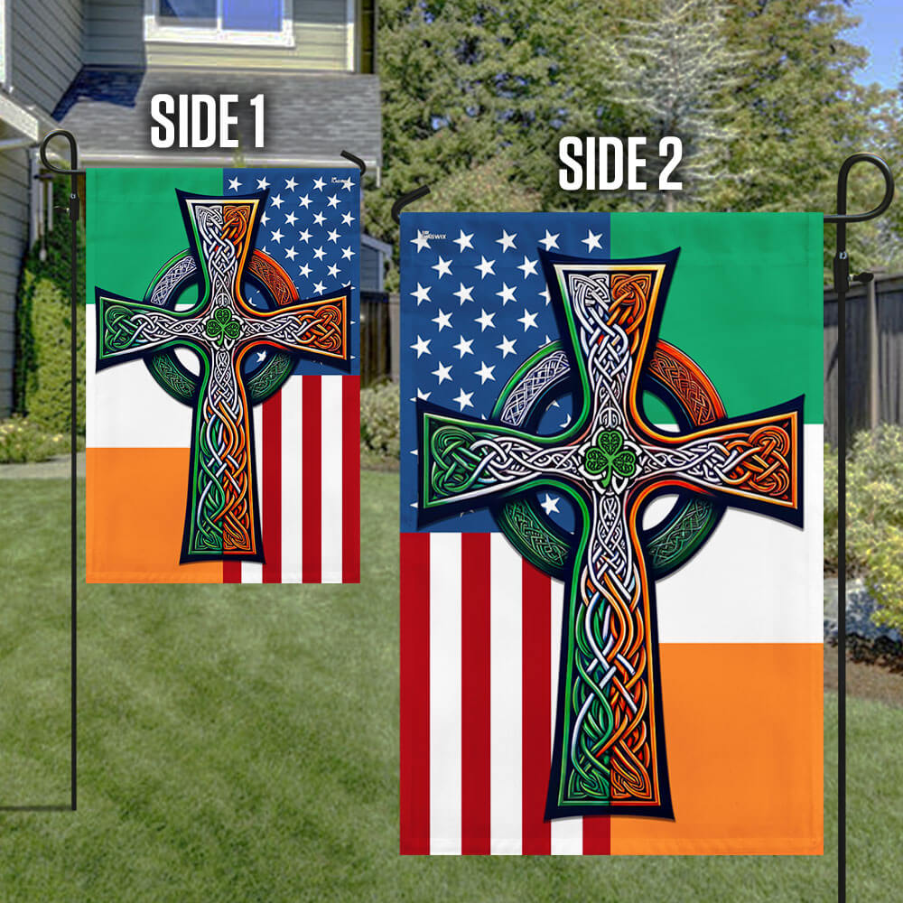 Irish Celtic Knot Cross St. Patrick's Day Flag - Custom Handcrafted Decor