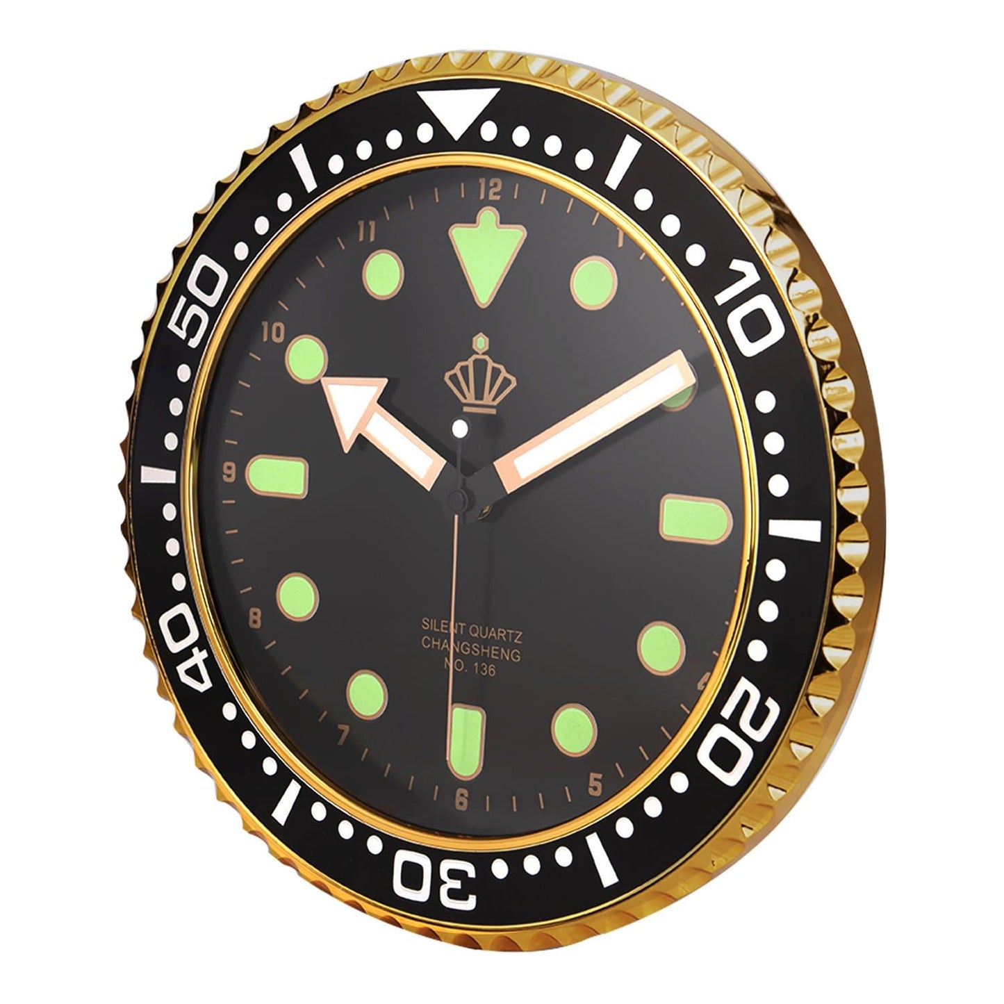 Silent Glowing Black Wall Clock
