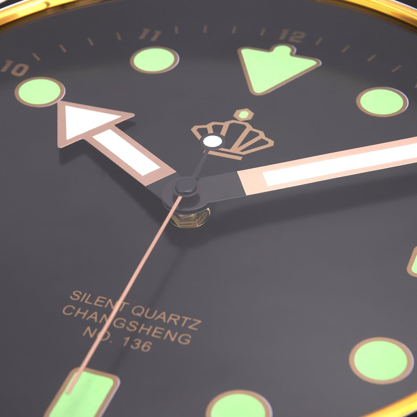 Silent Glowing Black Wall Clock