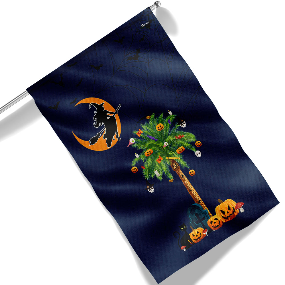 Halloween South Carolina Flag with Pumpkins and Palm Tree