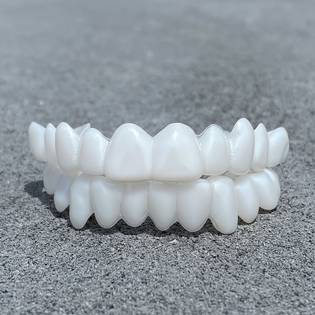 White Dental Prosthesis with Comfortable Lenses for a Radiant Smile