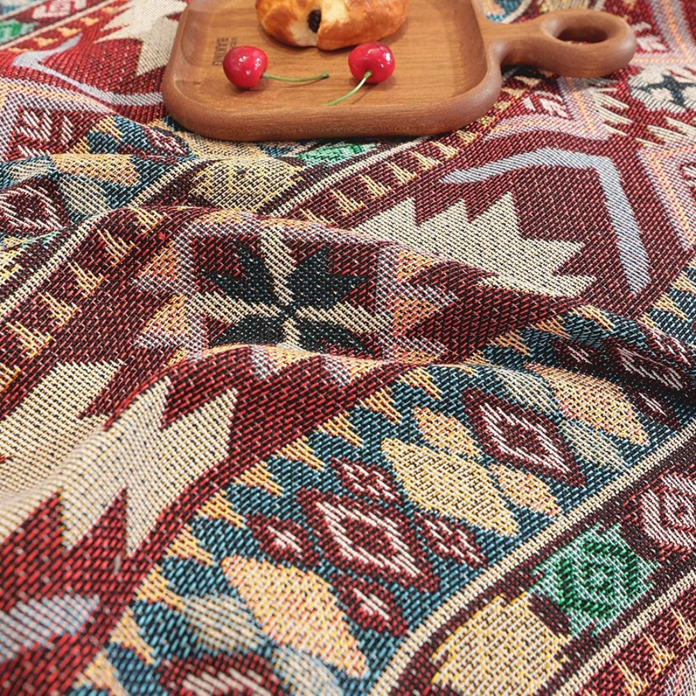 Boho Chenille Sofa Cover with Tassel Edges