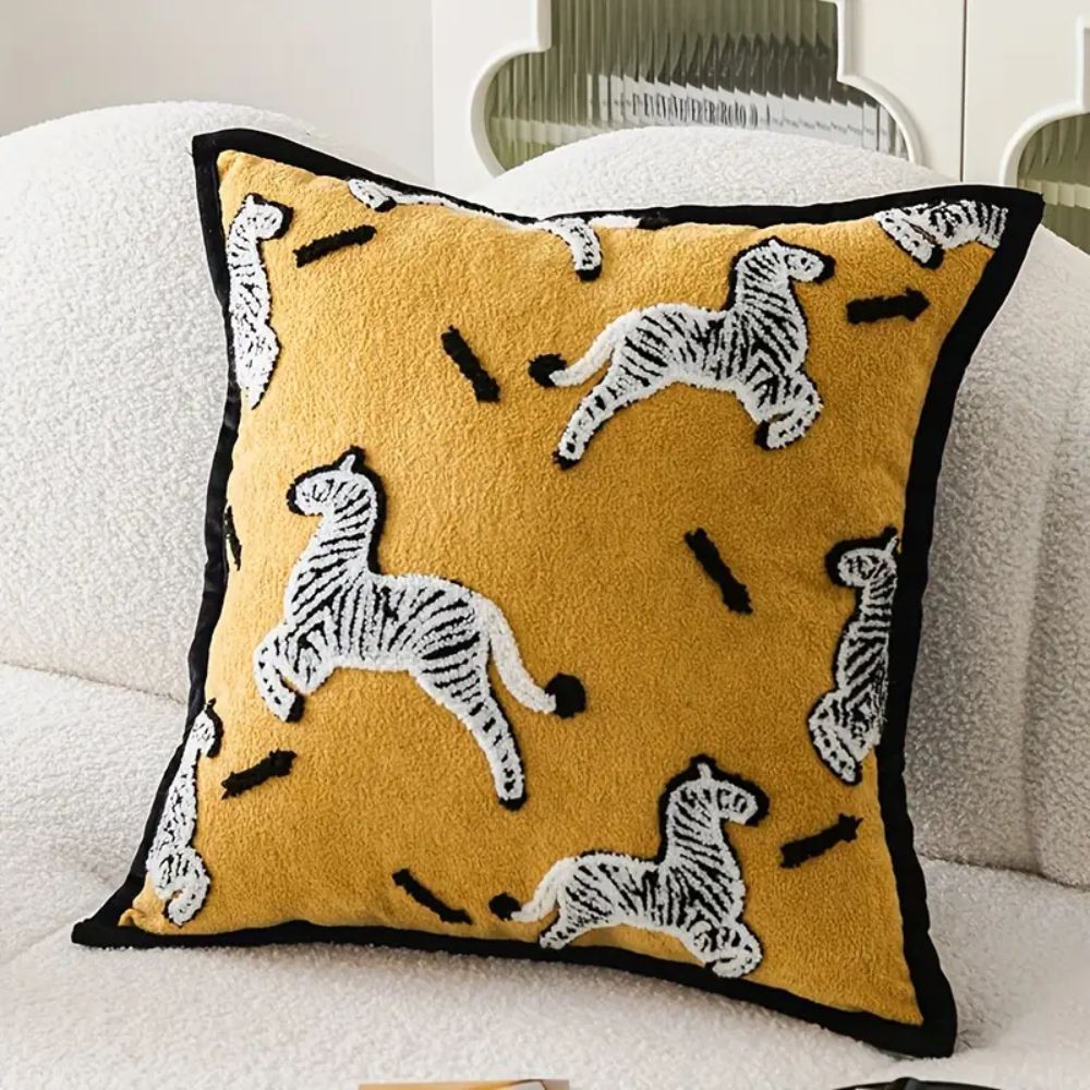 Zebra Dash Geometric Chenille Cushion Cover