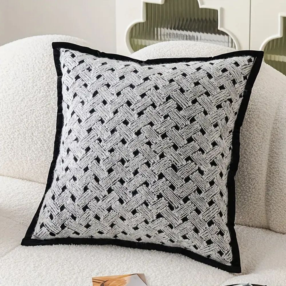 Zebra Dash Geometric Chenille Cushion Cover