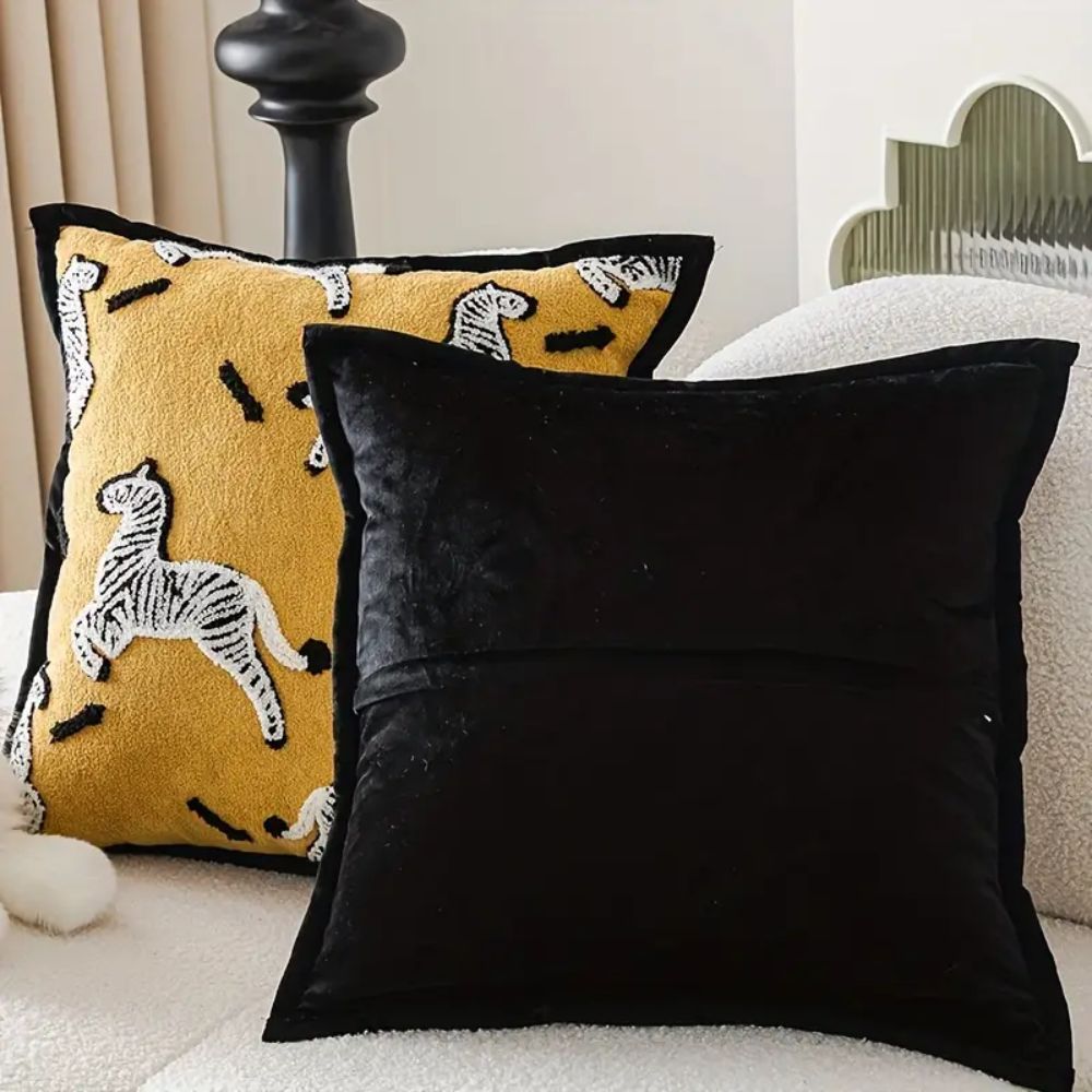 Zebra Dash Geometric Chenille Cushion Cover