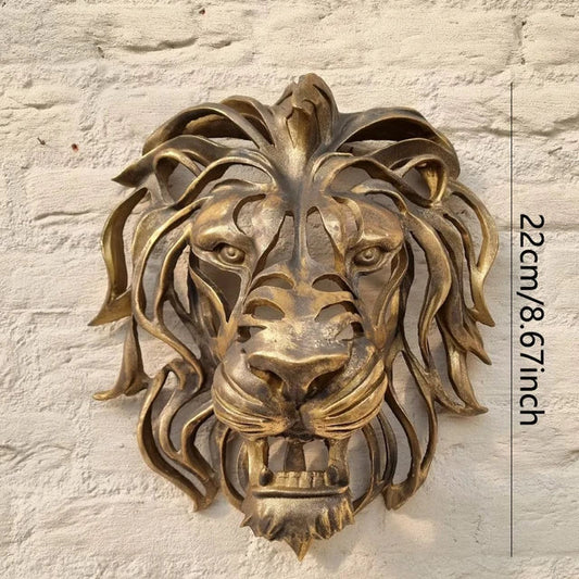 Lion Head Wall Sculpture - Regal Resin Art Decor