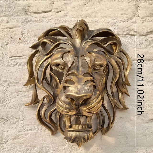 Lion Head Wall Sculpture - Regal Resin Art Decor