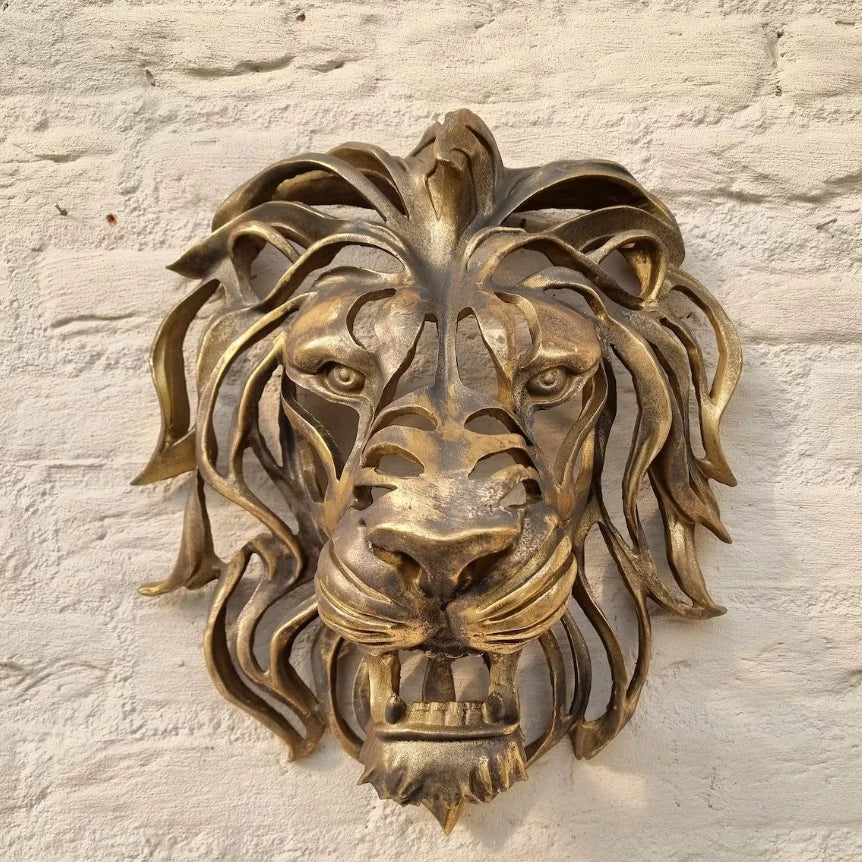Lion Head Wall Sculpture - Regal Resin Art Decor