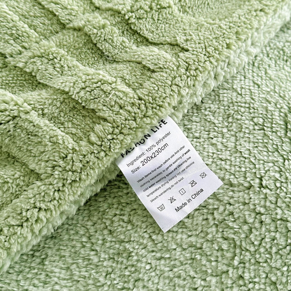 Embossed Grid Pattern Microfiber Winter Blanket