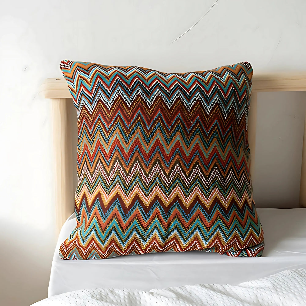 Zigzag Knit Boho Cushion Cover 18x18 Inches