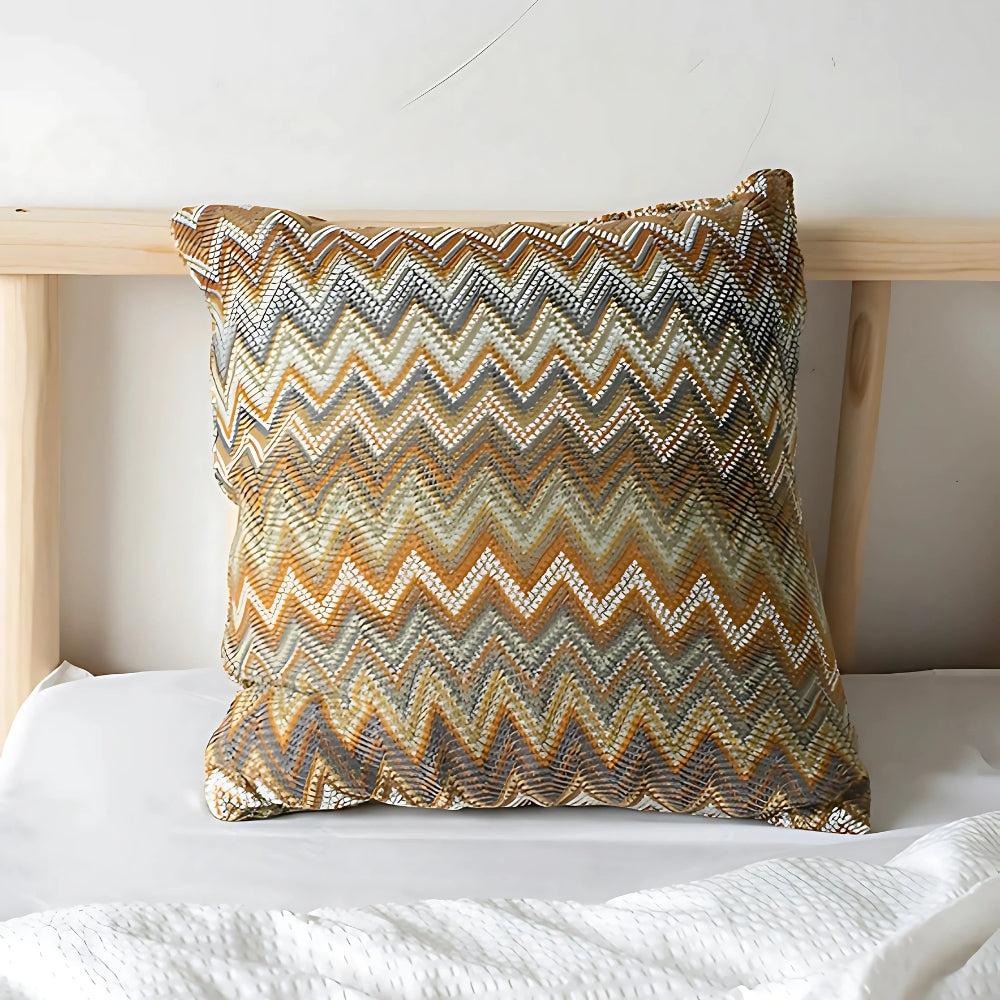 Zigzag Knit Boho Cushion Cover 18x18 Inches