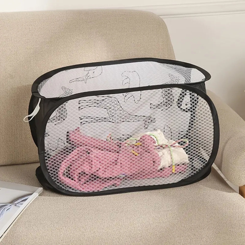 Foldable Mesh Laundry Basket with Animal Print